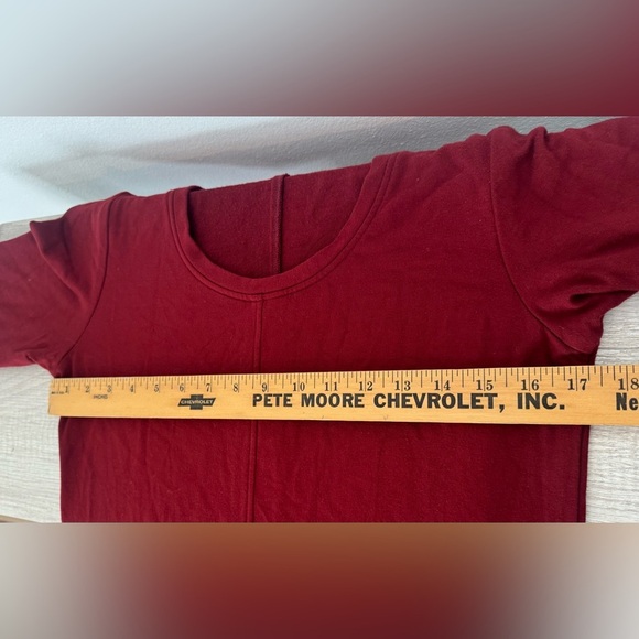 FLAX Tunic Mini Dress 3/4 Sleeves Front Seam Lagenlook Stretch Size Small - Picture 4 of 7